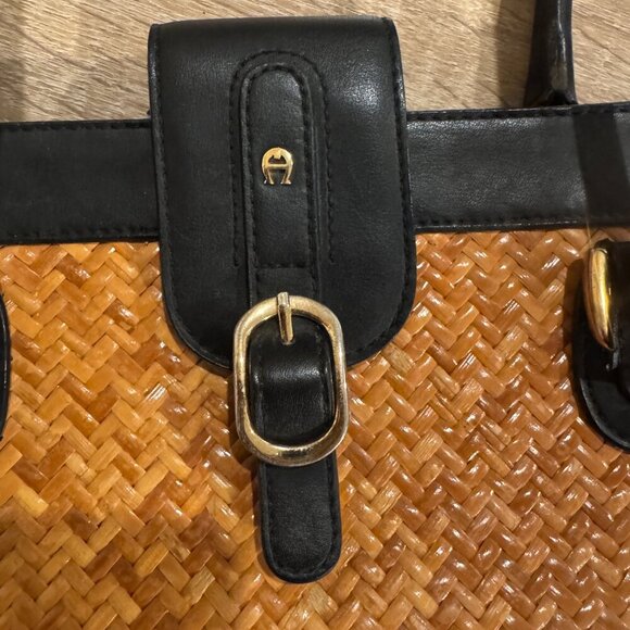 Etienne Aigner Rattan Shoulder Bag Tote EUC - Picture 3 of 11
